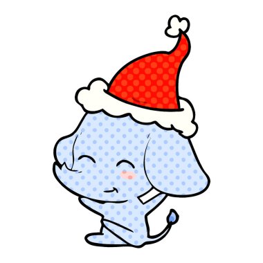 sevimli çizgi roman tarzı çizimi santa s giyen bir fil