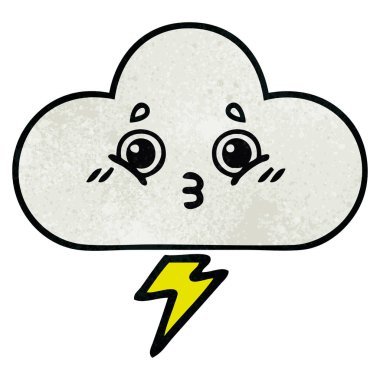 Retro grunge doku karikatür fırtına bulutu