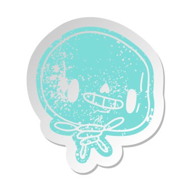 sıkıntılı eski etiket kawaii şirin ölü iskelet 