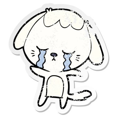 bir çizgi film ağlayan köpek sıkıntılı etiket