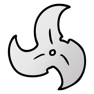 çizilmiş degrade çizgi film doodle tek Ninja yıldızı atma bir el