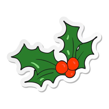 etiket bir karikatür Noel holly