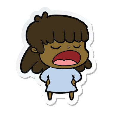 yüksek sesle konuşuyor karikatür kadın etiketi