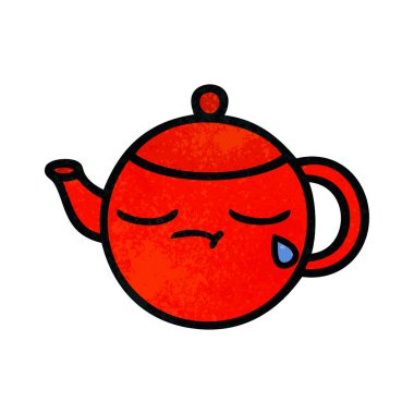 Retro grunge doku karikatür çaydanlık