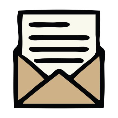 sevimli çizgi bir mektup ve zarf