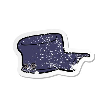 Retro sıkıntılı etiket bir çizgi film üniforma şapka