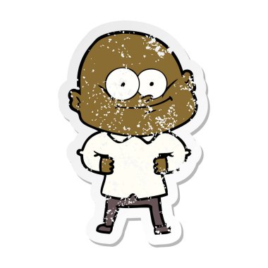 bakan bir karikatür kel adamın sıkıntılı etiket