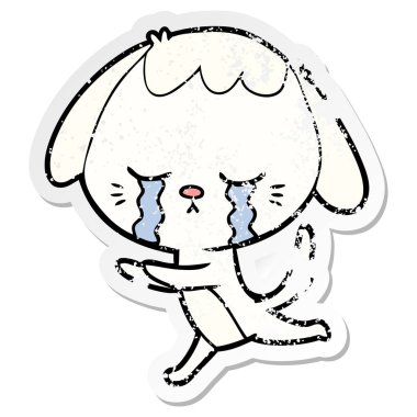 bir çizgi film ağlayan köpek sıkıntılı etiket