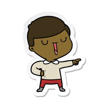 etiket bir karikatür mutlu çocuk