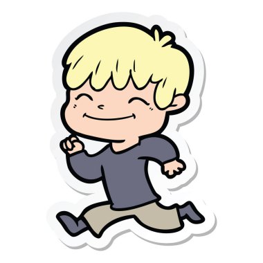 etiket bir karikatür mutlu çocuk