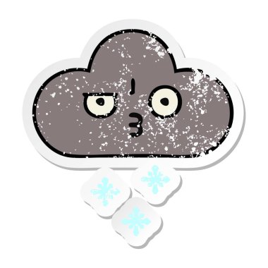 sevimli çizgi fırtına kar bulut sıkıntılı etiket