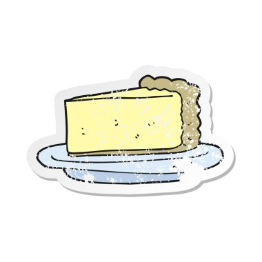 bir çizgi film cheesecake Retro sıkıntılı etiket