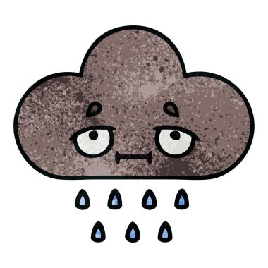Retro grunge doku karikatür fırtına yağmur bulutu