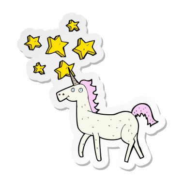 bir çizgi film sihirli unicorn etiket
