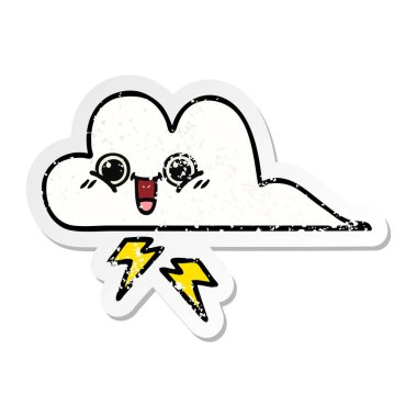 sevimli çizgi fırtına bulutu sıkıntılı etiket