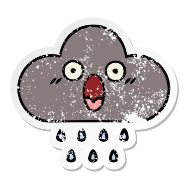 sevimli çizgi fırtına yağmur bulutu sıkıntılı etiket