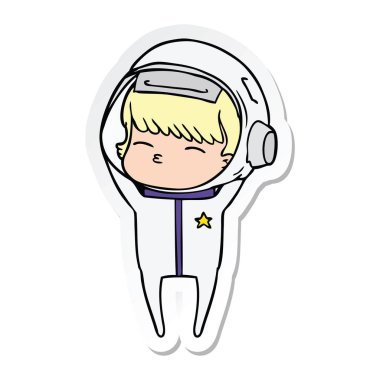 bir çizgi film meraklı astronotun etiket