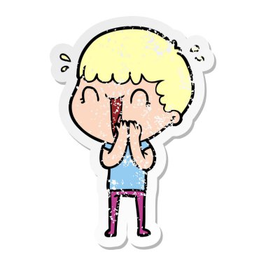 gülünecek bir çizgi film adamın sıkıntılı etiket