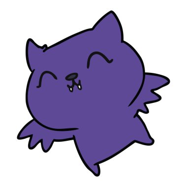 şirin kawaii yarasa serbest çizilmiş karikatür