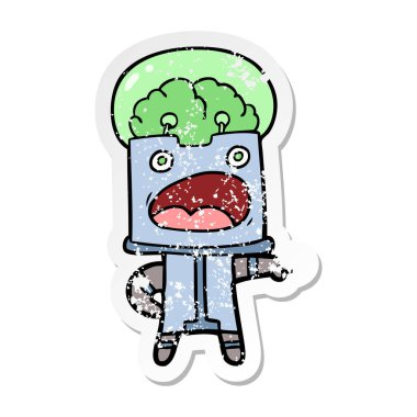 bir çizgi film robot sıkıntılı etiket