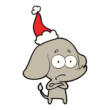 çizim için Noel Baba şapkası giyiyor emin değilseniz bir filin el çekilmiş