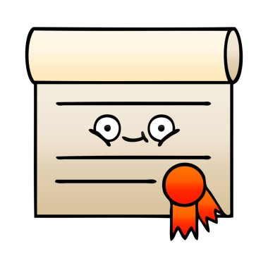 bir sertifikanın degrade gölgeli çizgi film