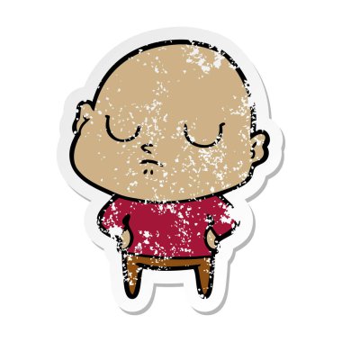 bir karikatür kel adamın sıkıntılı etiket