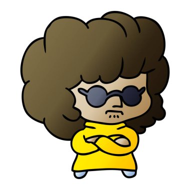 kawaii kadının degrade çizgi film