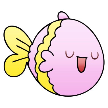 Degrade gölgeli ilginç çizgi film balık