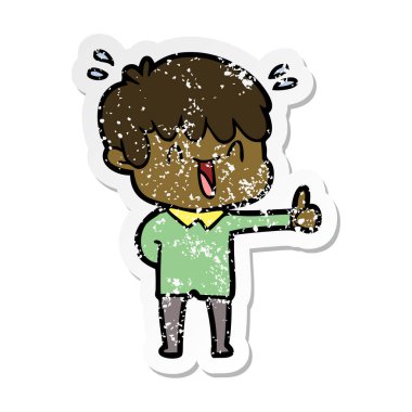 bir çizgi film gülen çocuk sıkıntılı etiket