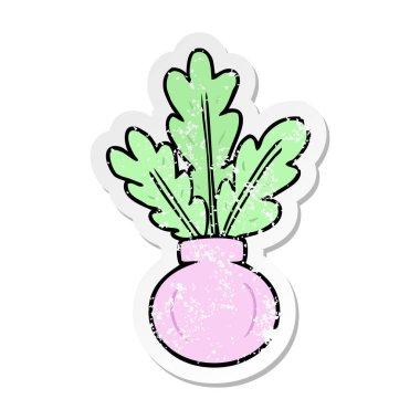 Cam vazo içinde sunulan bir bitkinin sıkıntılı etiket