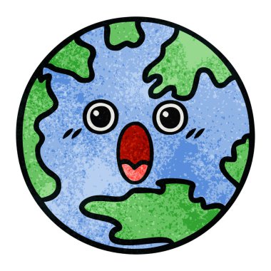 Retro grunge doku karikatür planet Earth