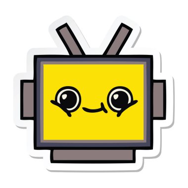 etiket sevimli çizgi robot baş