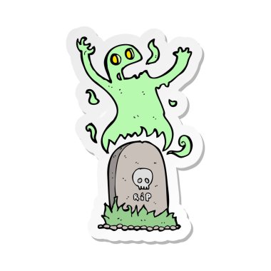 etiket bir karikatür hayaletin mezarından yükselen