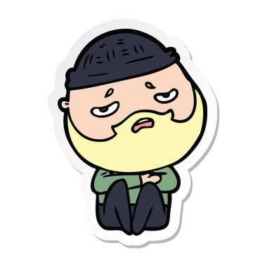 etiket bir karikatür sakallı endişeli