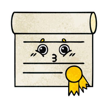 Retro grunge doku karikatür, bir sertifikanın