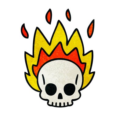 ilginç el çizilmiş karikatür kafatası