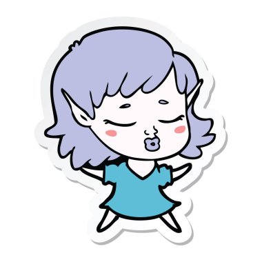 güzel çizgi film elf Girl etiketi