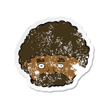 bıyıklı bir çizgi film adamın Retro sıkıntılı etiket