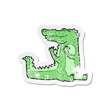 bir çizgi film timsah Retro sıkıntılı etiket