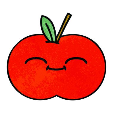Retro grunge doku karikatür kırmızı elma
