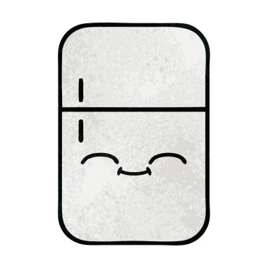 Retro grunge doku karikatür bir buzdolabı derin dondurucu