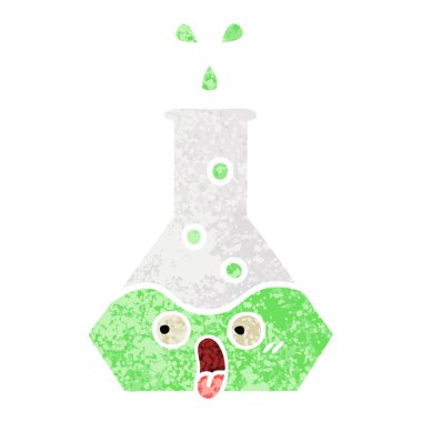 Retro illüstrasyon tarzı çizgi film bilim kabı