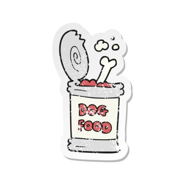 Retro sıkıntılı etiket bir karikatür köpek maması