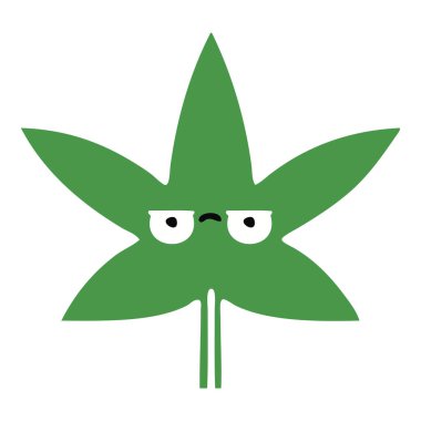 düz renk retro karikatür marihuana yaprağı