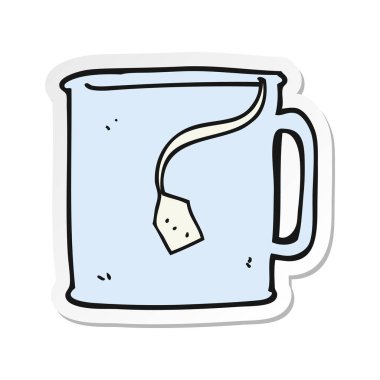 bir çizgi film kupa çay etiket