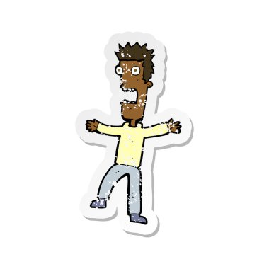 bir karikatür dostum dehşete Retro sıkıntılı etiket