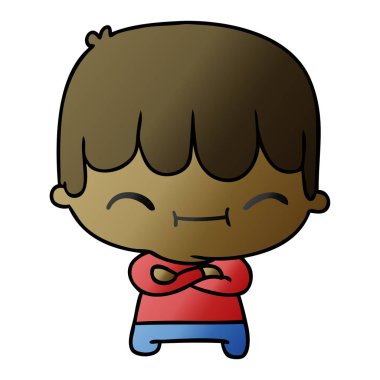 kawaii şirin çocuk serbest el çekilmiş degrade çizgi film