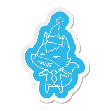 kızgın kurt patron ilginç çizgi film etiketi giyen Noel Baba şapkası