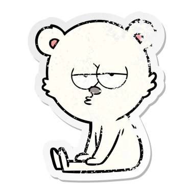 oturan bir sıkılmış kutup ayısı karikatür sıkıntılı etiket